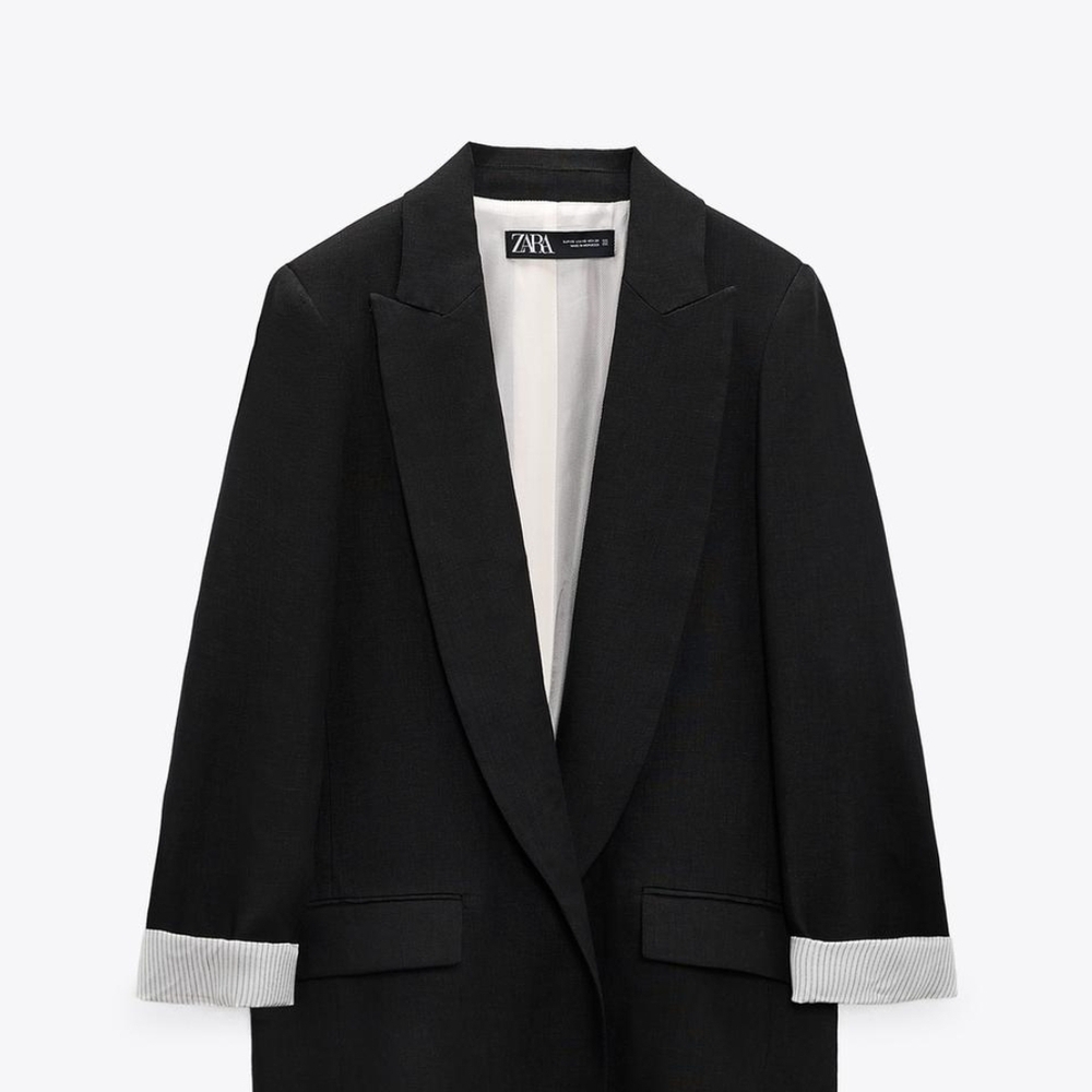 Zara Black Linen Blazer